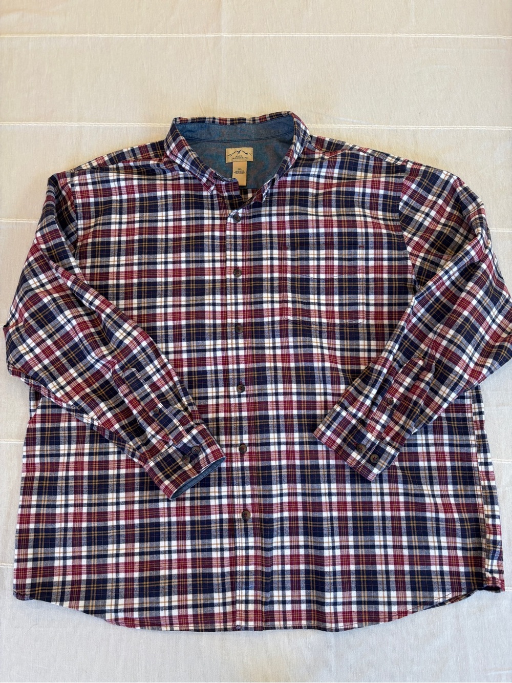 Blue Mountain 2XL Plaid Flannel Shirt Men’s 100% Cotton Button Down